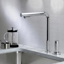Watermark TOD kitchen faucet with diamond knurl handle, stainless finish