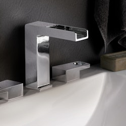 Watermark Edge 35 faucet with a unique handle cut out detail and form.