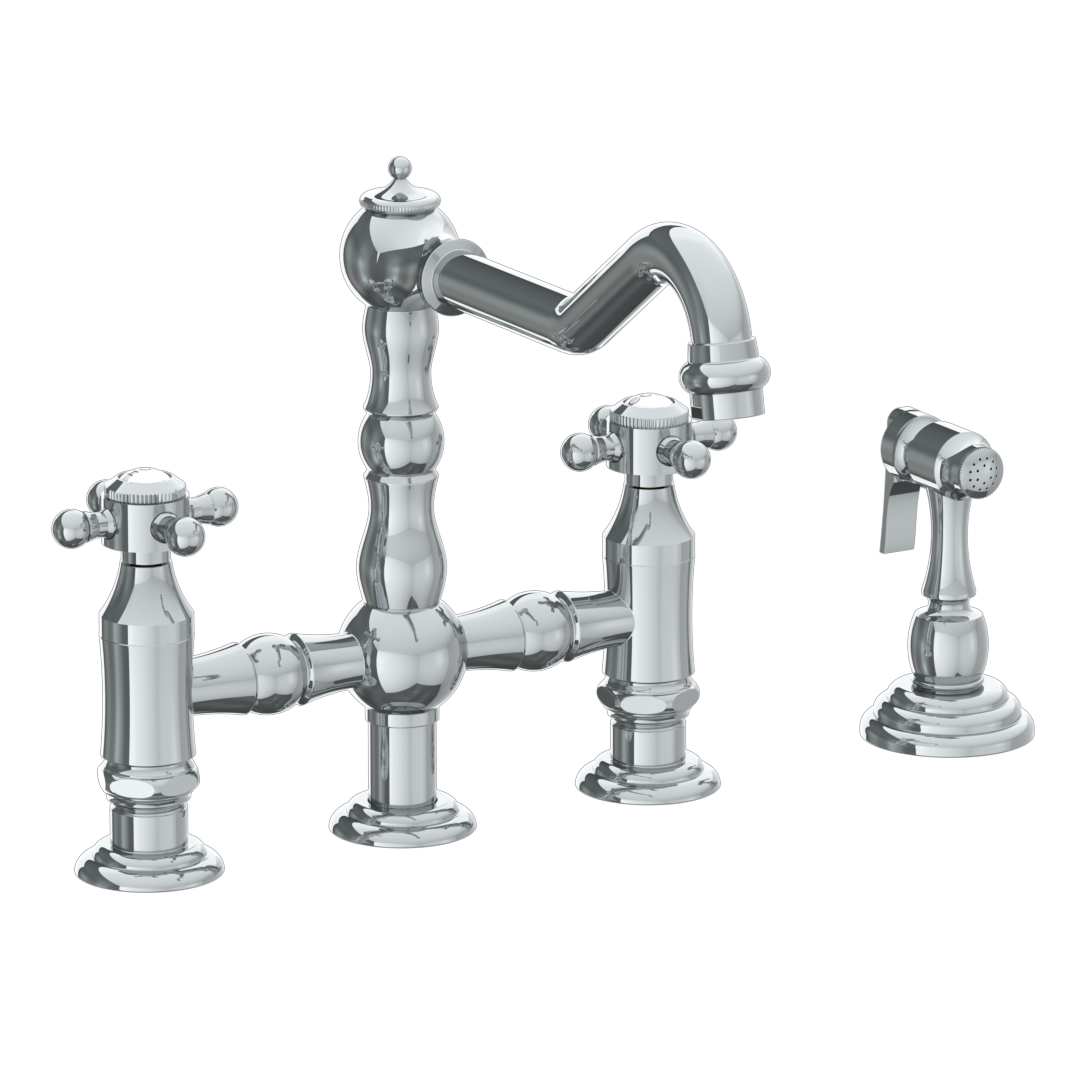 Deck Mounted Bridge Kitchen Faucet with Side Spray | Watermark Designs