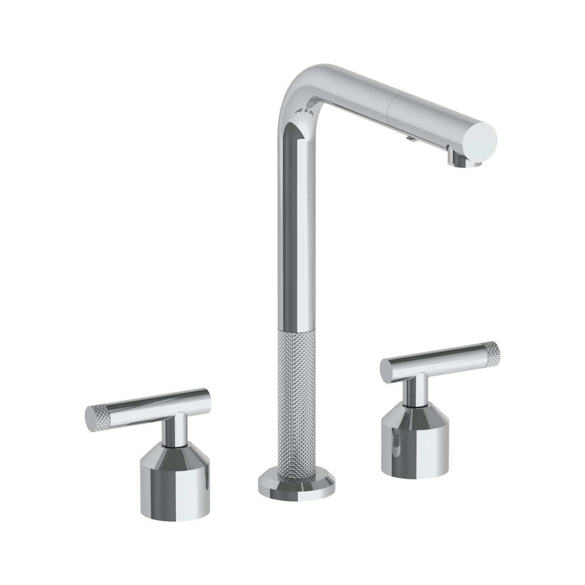 Deck Mounted 3 Hole Square Top Kitchen Faucet with Pull Out Spray ...