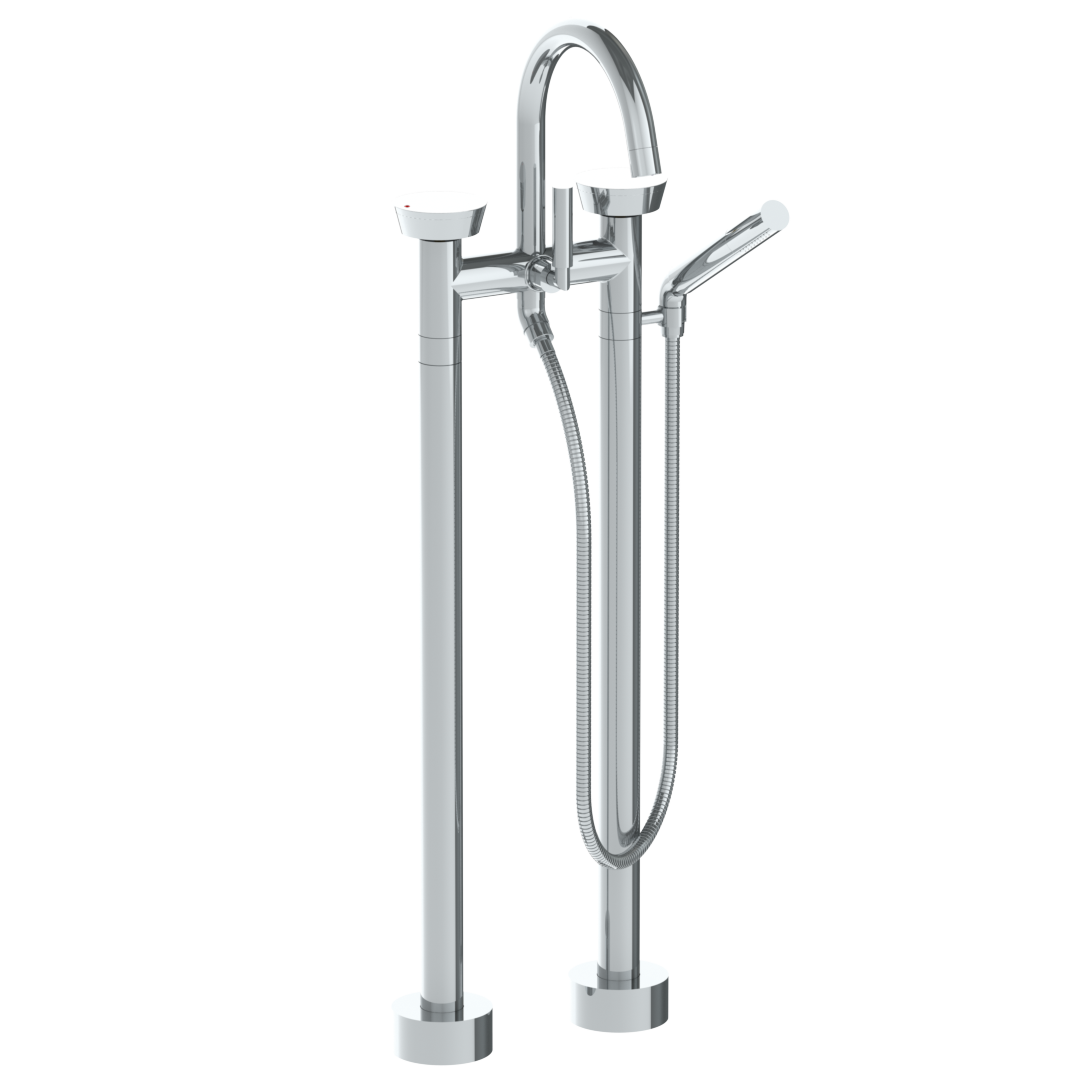 Deck Mounted 2 Hole Square Top Prep Faucet with Pull Out Spray