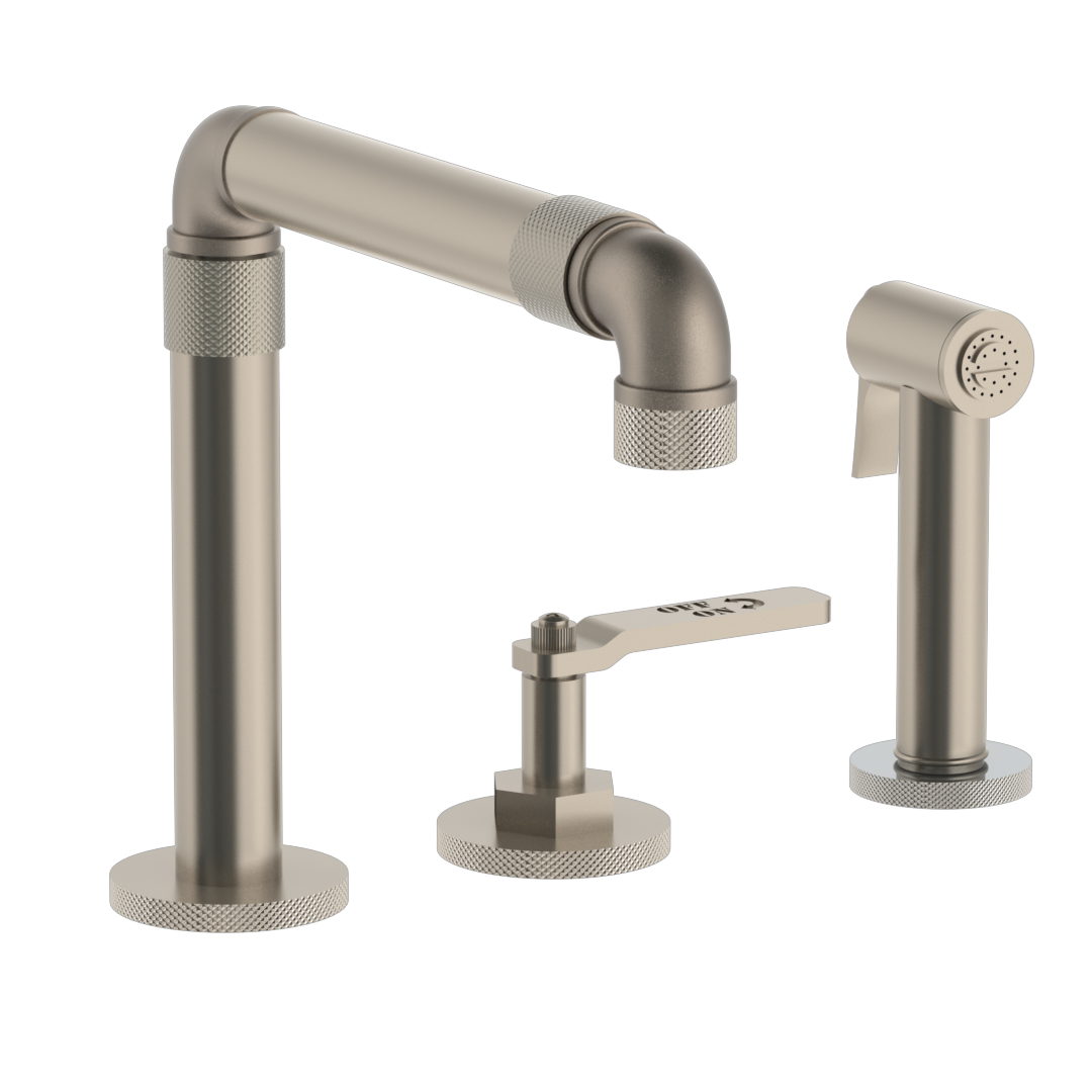 Deck Mounted 3 Hole Telescopic Kitchen Set - Includes Side Spray