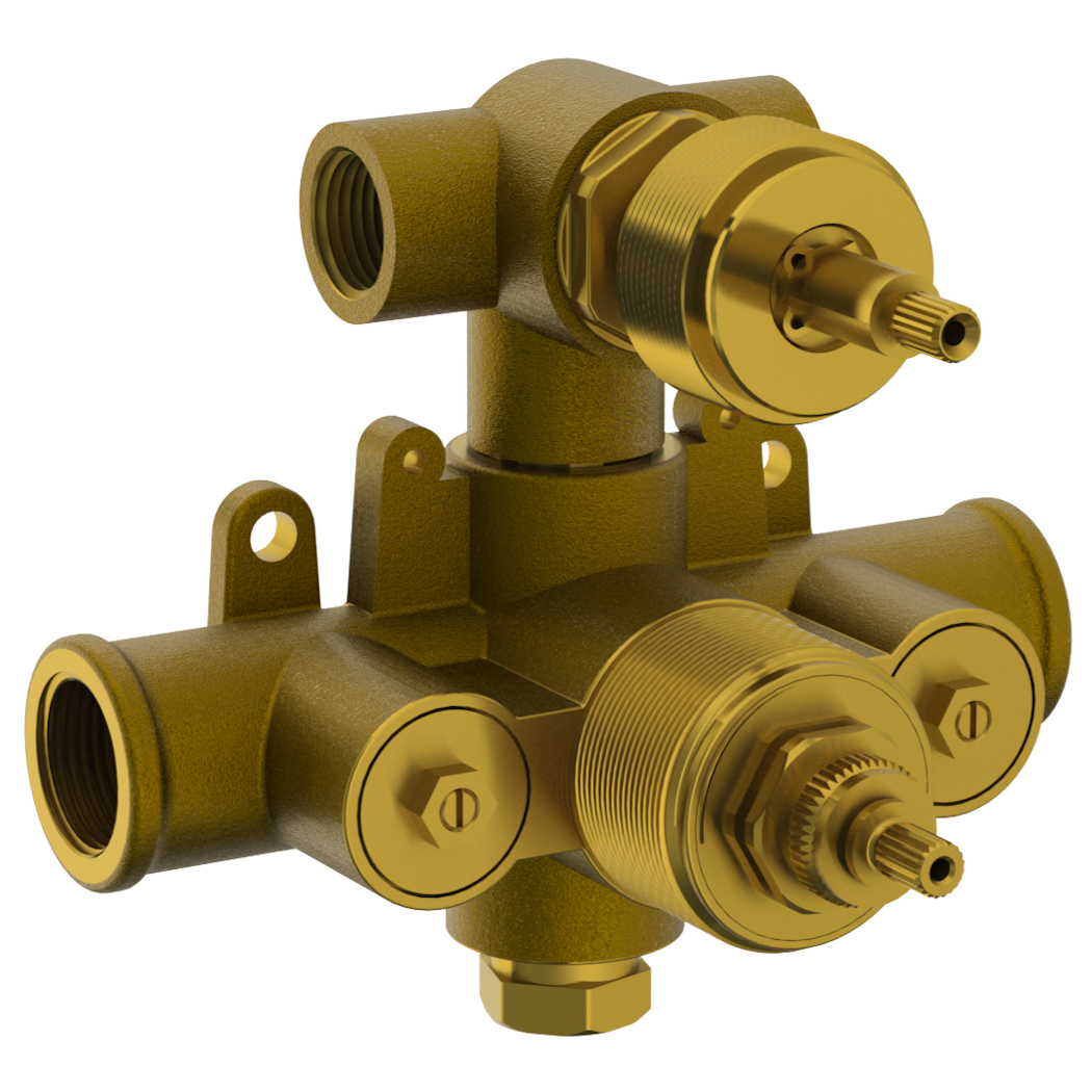 1/2” Thermostatic Valve with Built In Vol Control & 2-Way Diverter